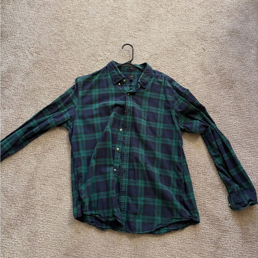 J. Crew Navy and Forest Plaid Men's Shirt